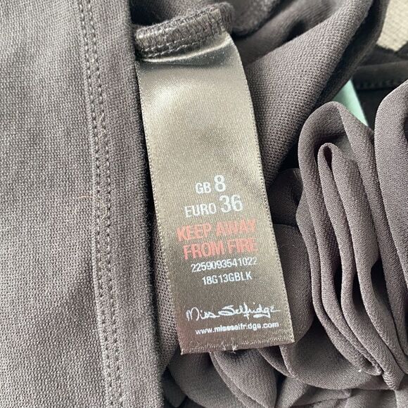 Miss Selfridge Sexy One shoulder Ruffled Slit Balloon Sleeve Mini Dress Size 2 - Picture 7 of 8